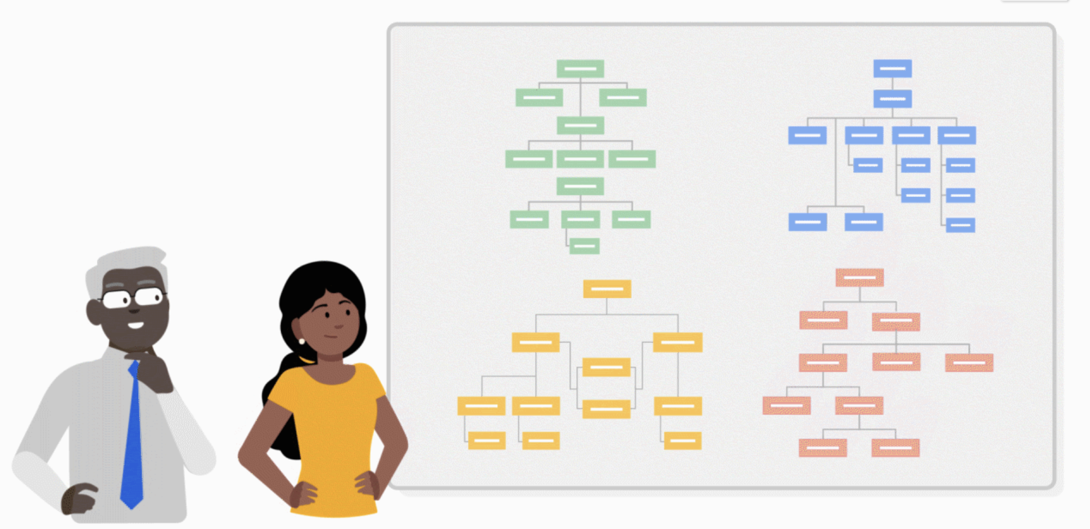 Dos personas mirando un gráfico